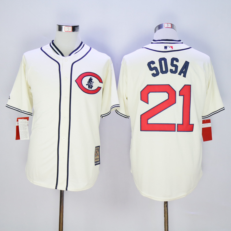 Men Chicago Cubs #21 Sosa Cream Throwback 1929 MLB Jerseys